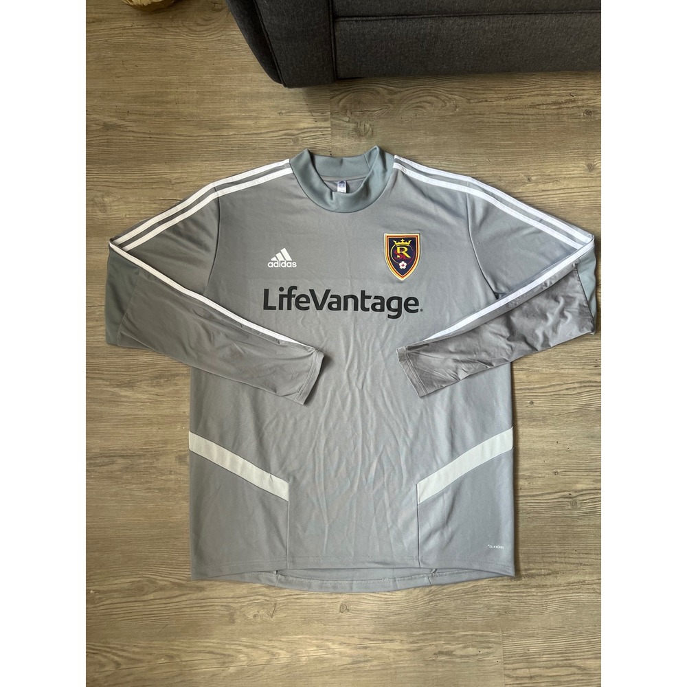Adidas Men's Real Salt Lake Soccer Long Sleeve Training Grey Climacool Size XL